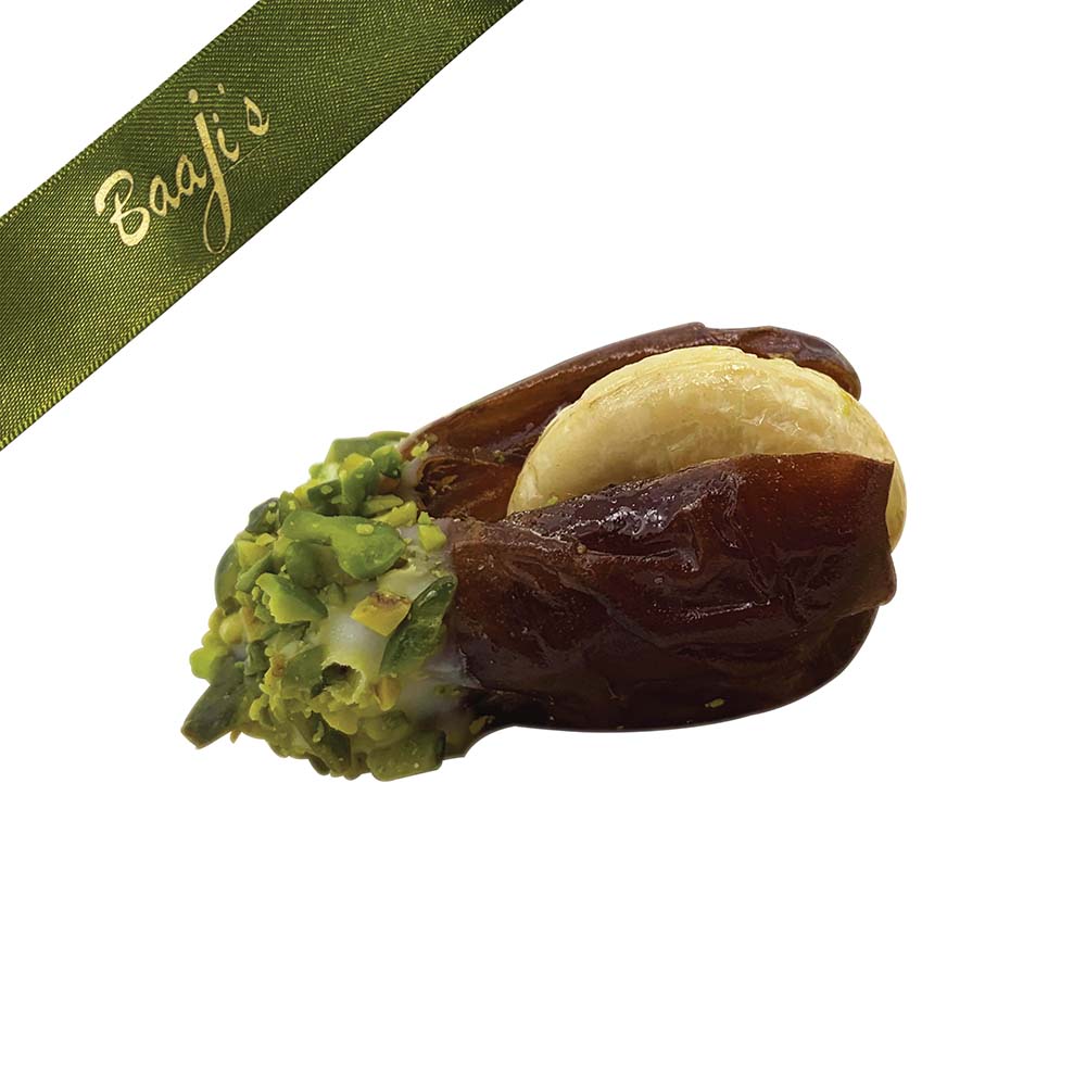 Chocolate Coated Stuffed Dates with Pistachio